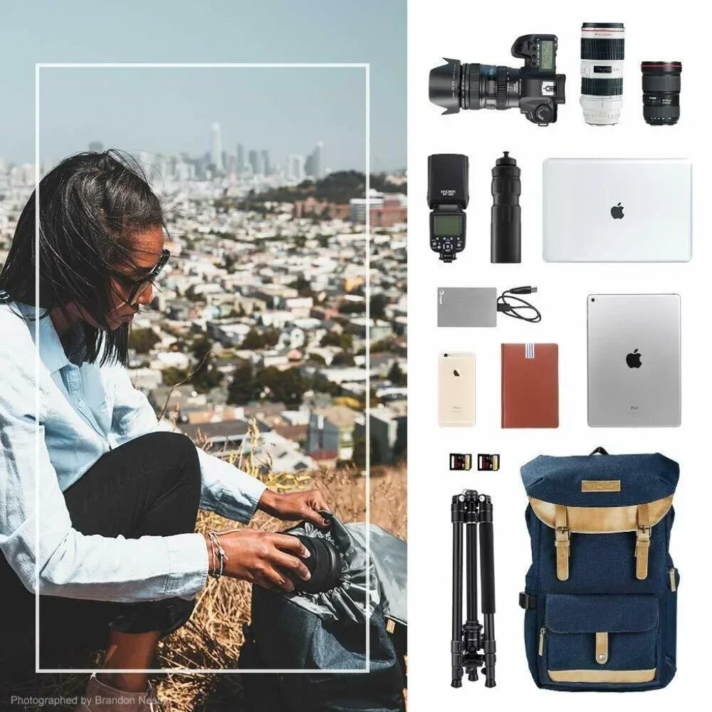K&F Concept Camera Backpack Waterproof Photography Travel Bag for DSLR Camera